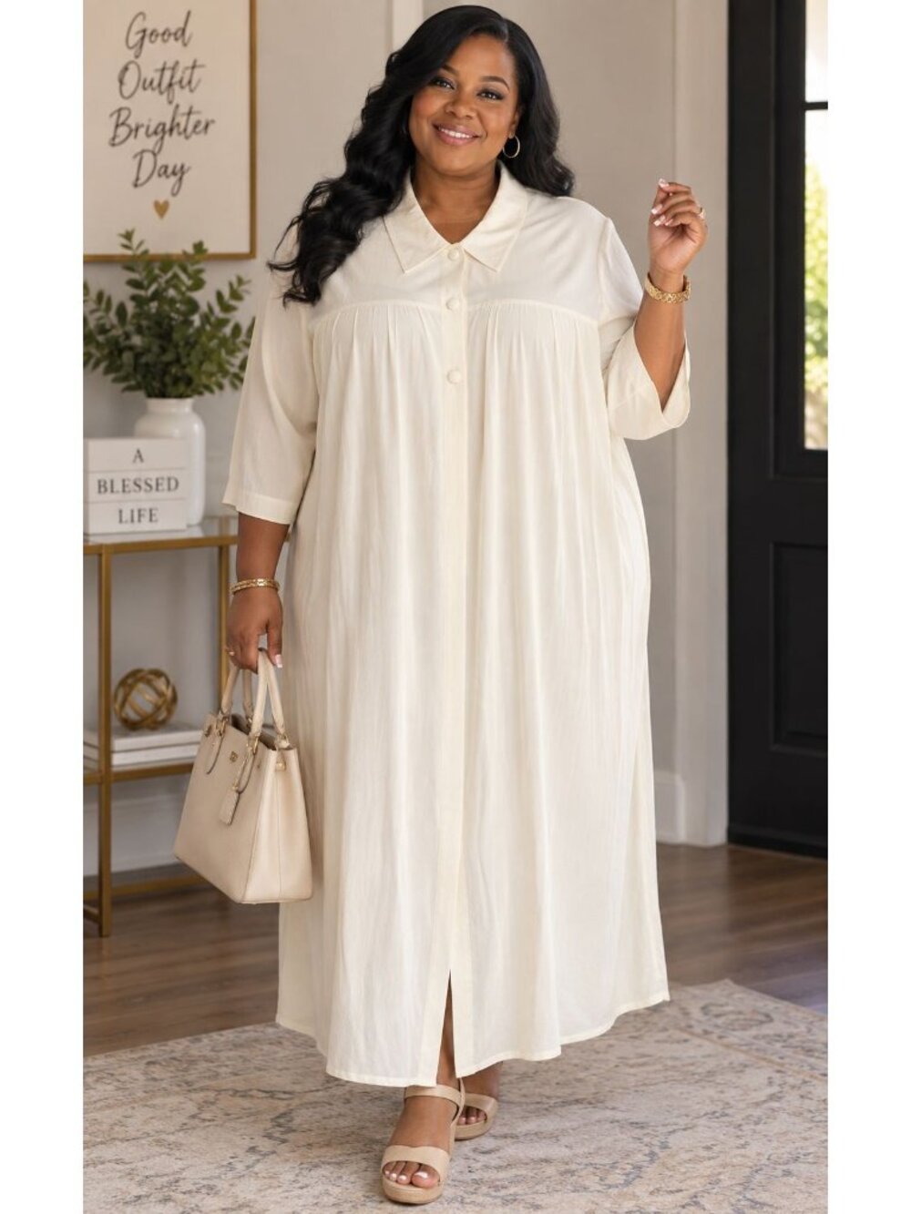 Ronni Nicole II Plus Size 24W Dress & Jacket Maxi Ivory Back Zip Two-Piece Set - Picture 12 of 12